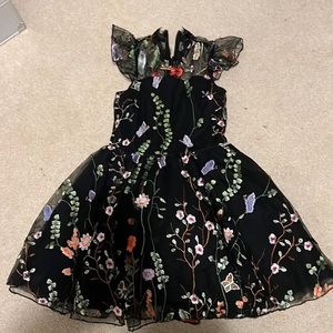 Miss Behave girls black dress with flower design - worn once